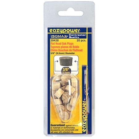 Eazypower 39438 0.38 in. Oak Flat Head Plug - 20 Pack 132271